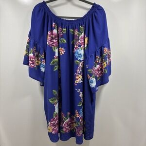 Plus Size Umgee Dress 2x Floral Boho Gypsy Blue Tunic Stunning‎